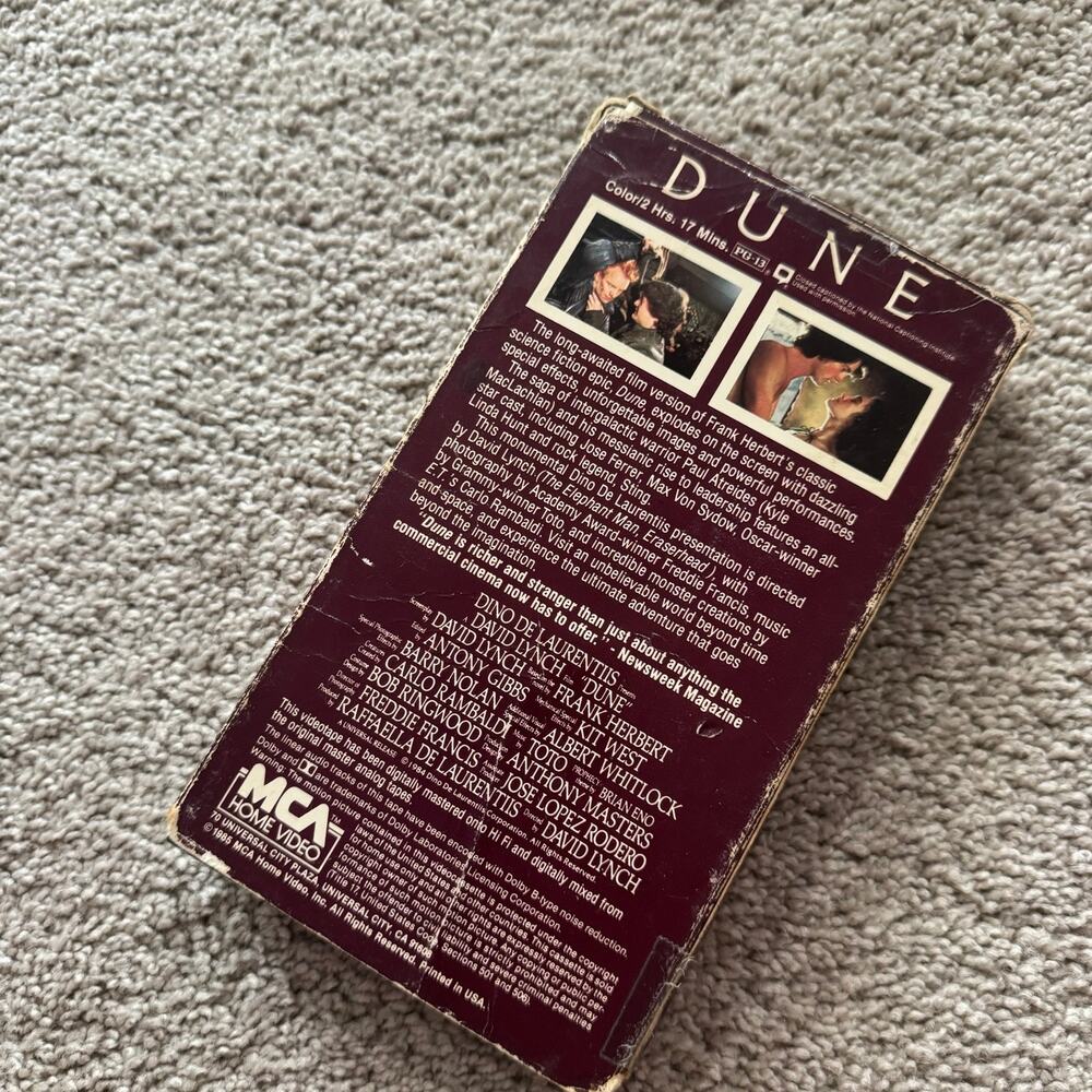 MCA Home Video DUNE Science Fiction Movie VHS 1984 Theater Release 1985 VHS - Picture 3 of 8